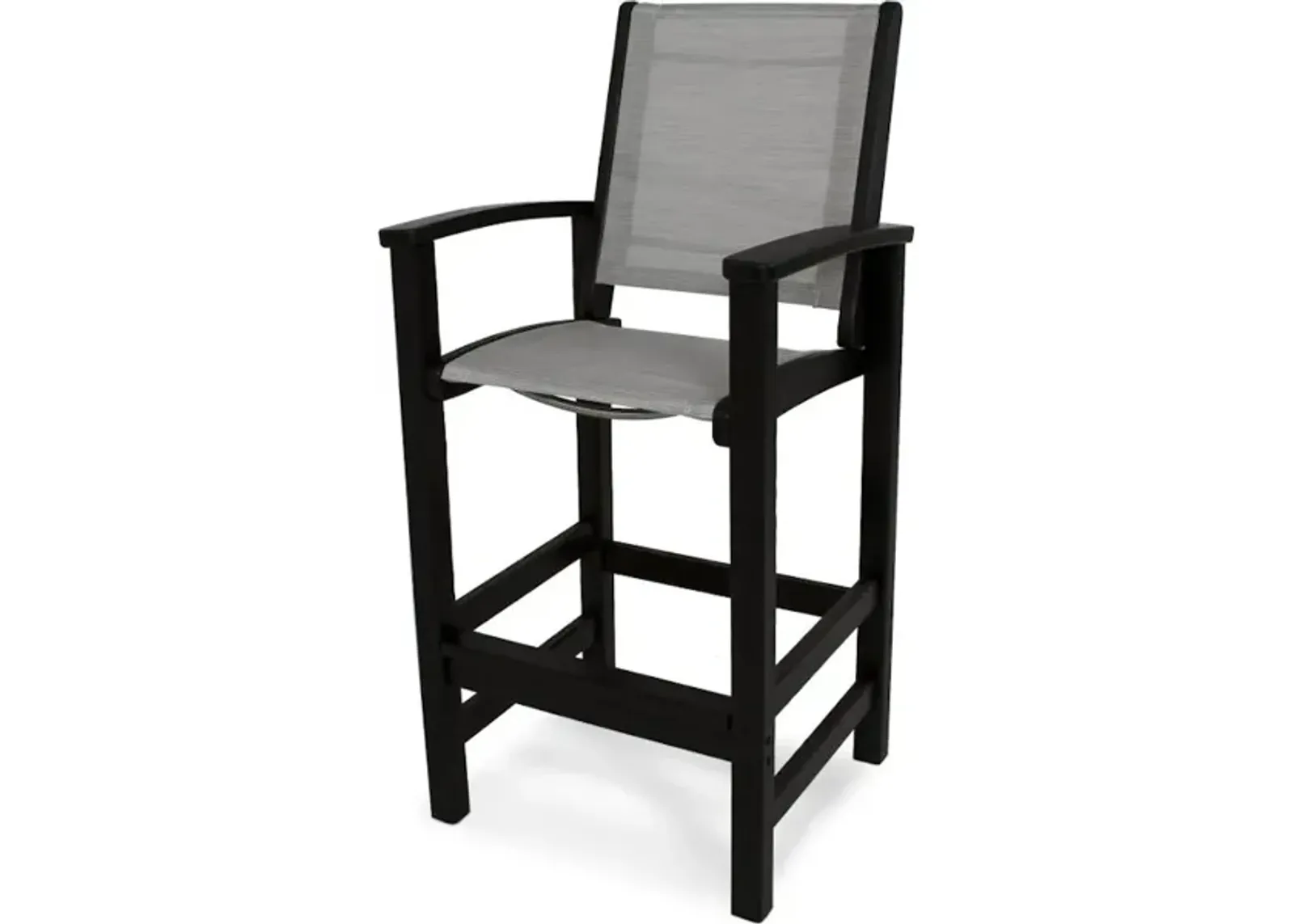 Coastal Bar Chair In Black Metallic Sling