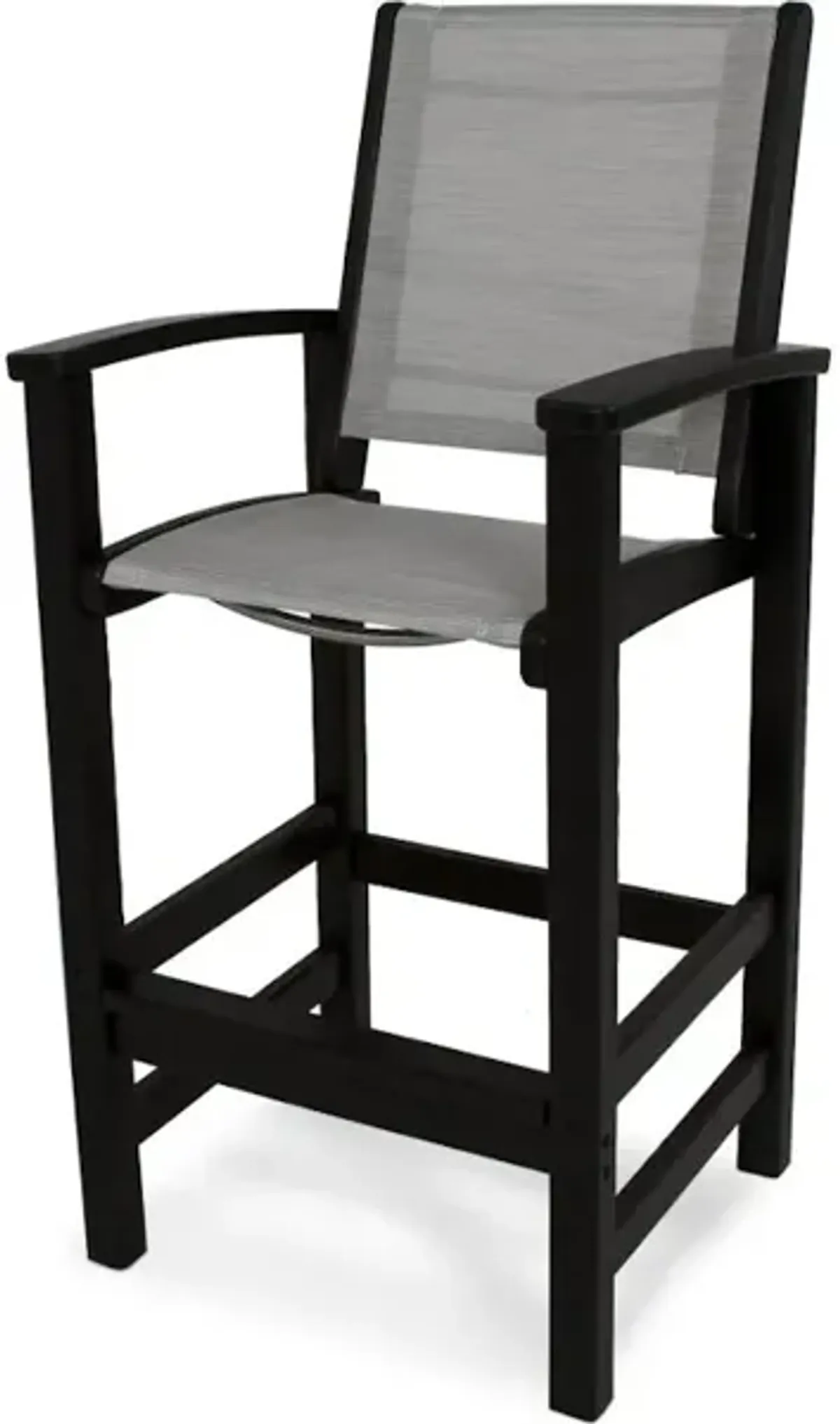 Coastal Bar Chair In Black Metallic Sling