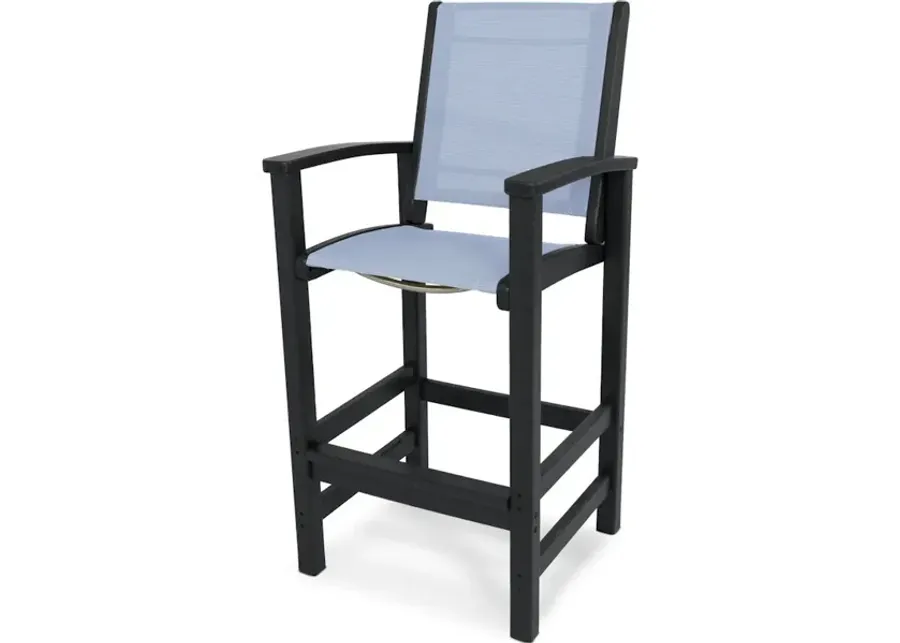 Coastal Bar Chair In Black Poolside Sling