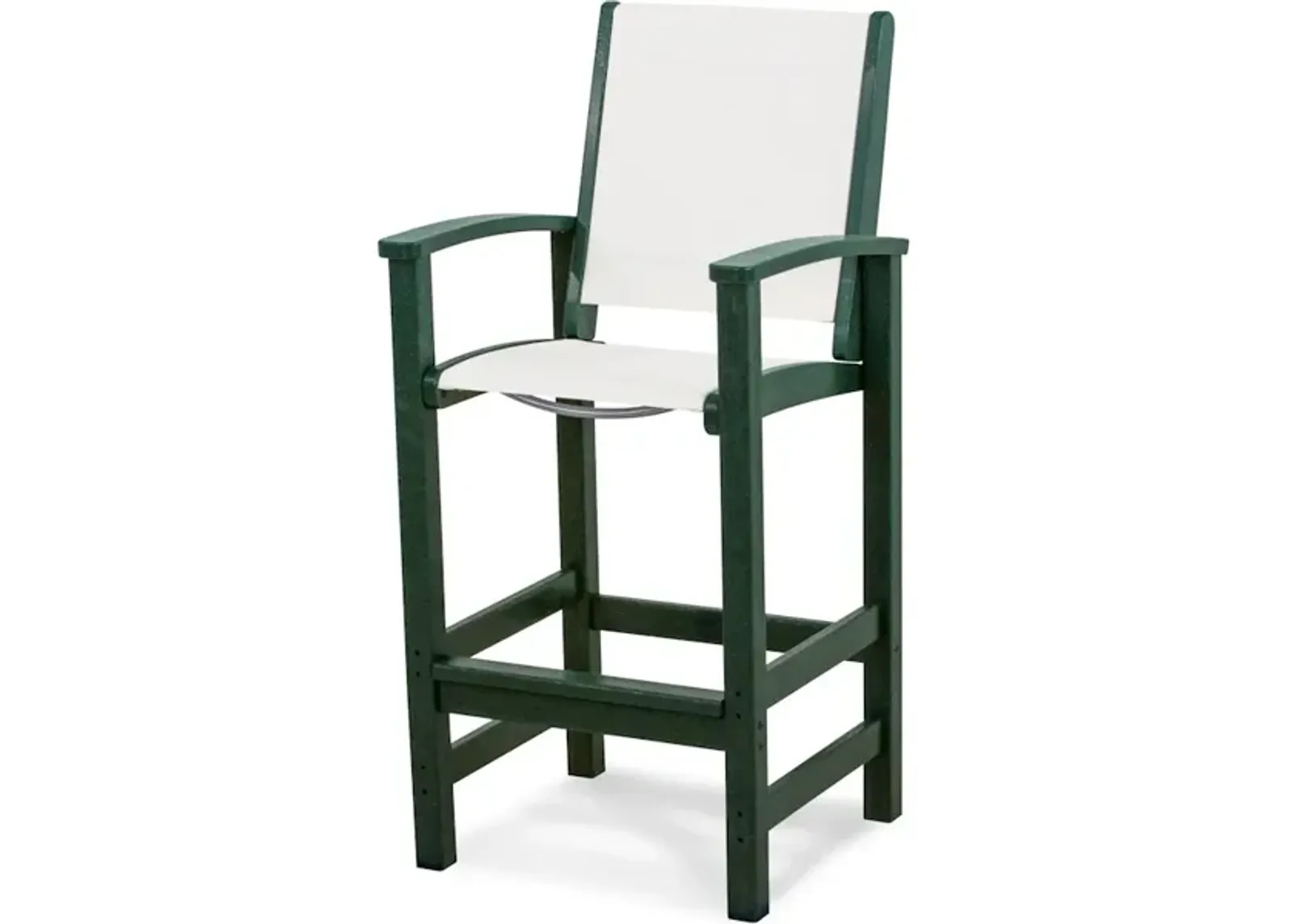 Coastal Bar Chair In Green White Sling