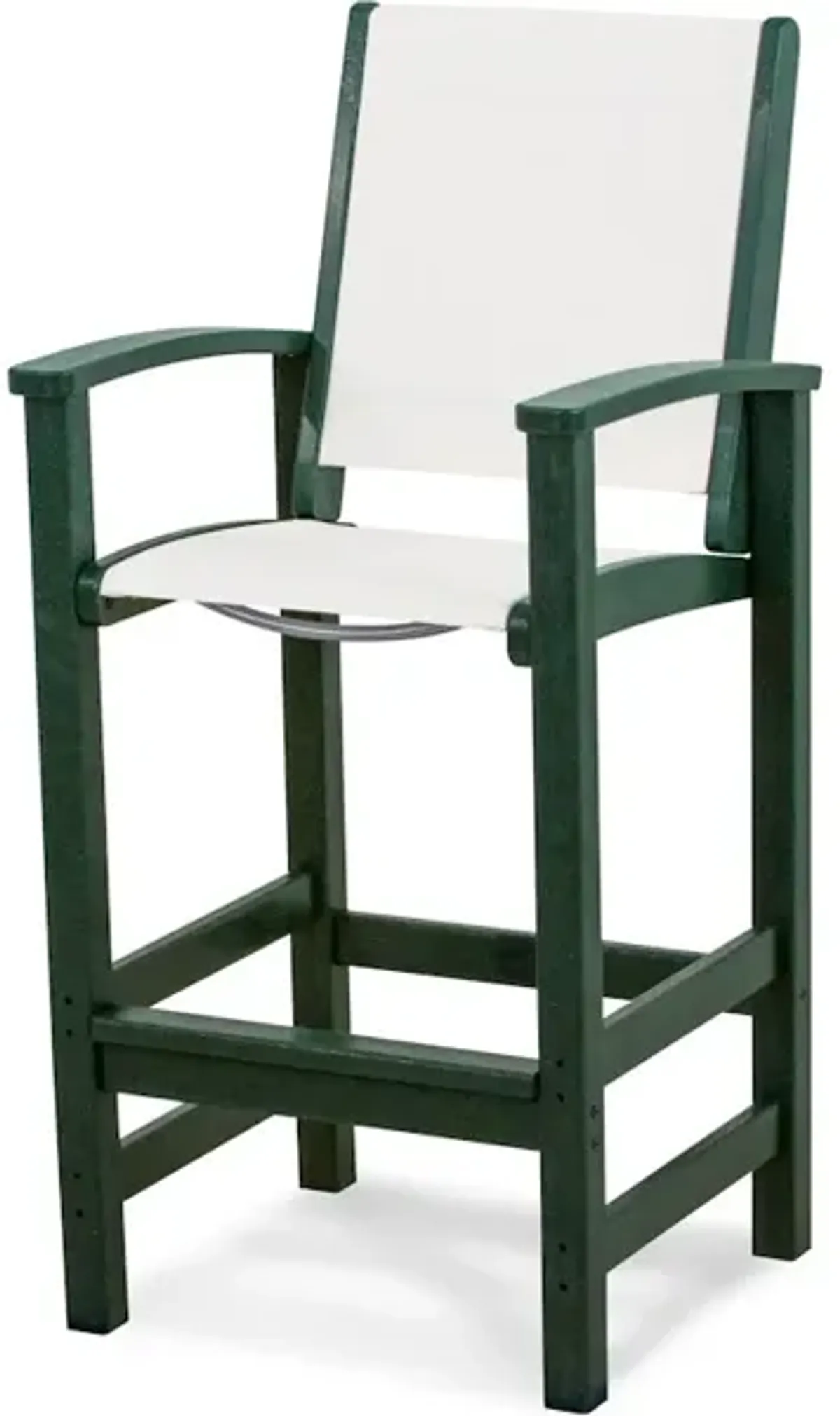 Coastal Bar Chair In Green White Sling