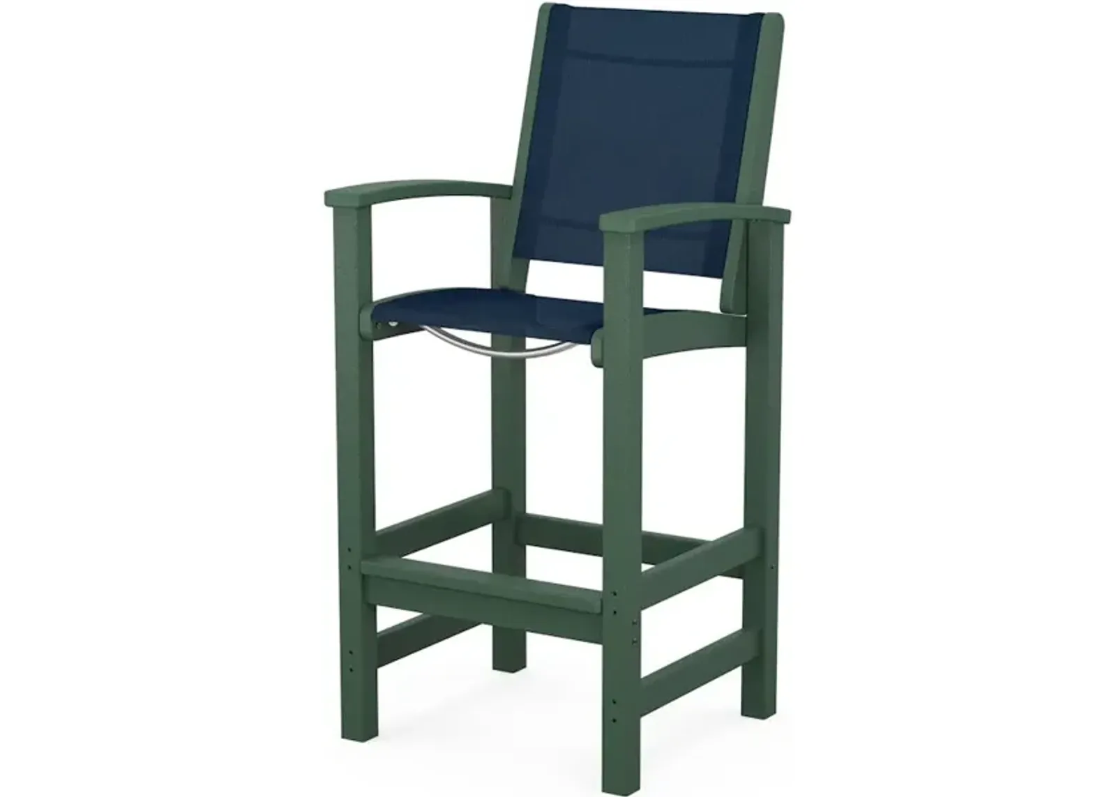 Coastal Bar Chair In Green Navy Blue Sling