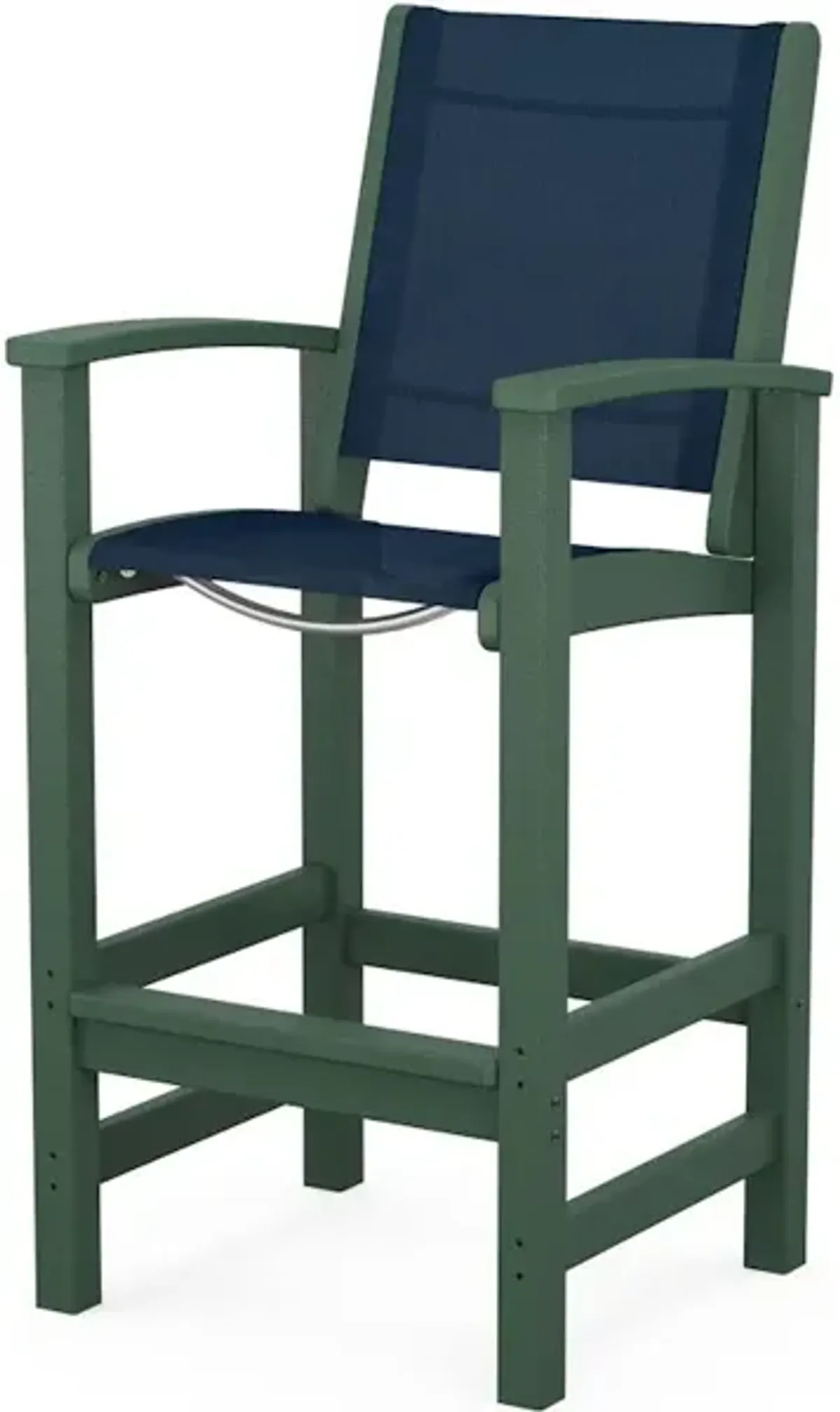 Coastal Bar Chair In Green Navy Blue Sling