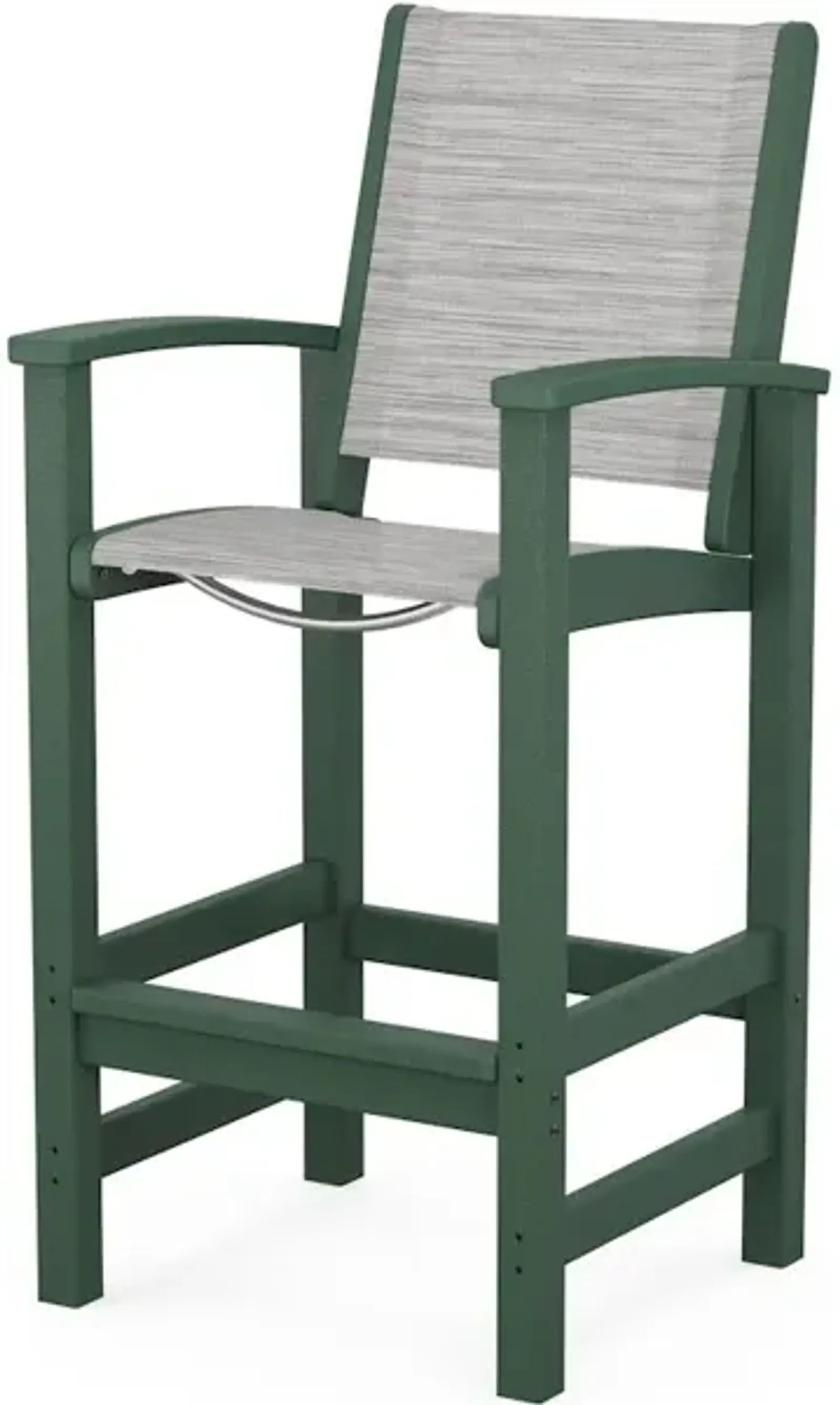 Coastal Bar Chair In Green Metallic Sling