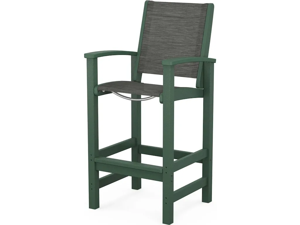 Coastal Bar Chair In Green Onyx Sling