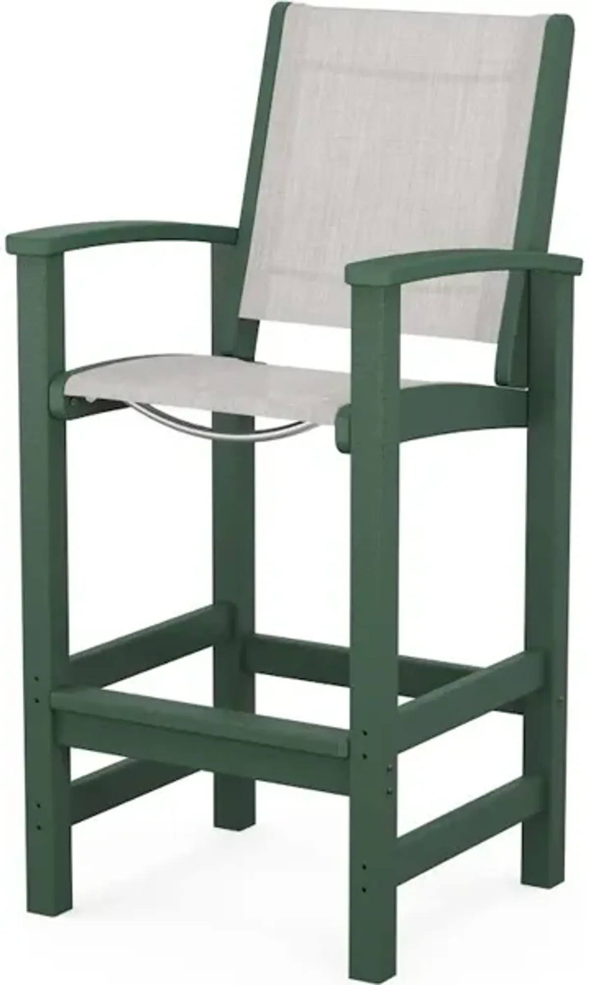 Coastal Bar Chair In Green Parchment Sling