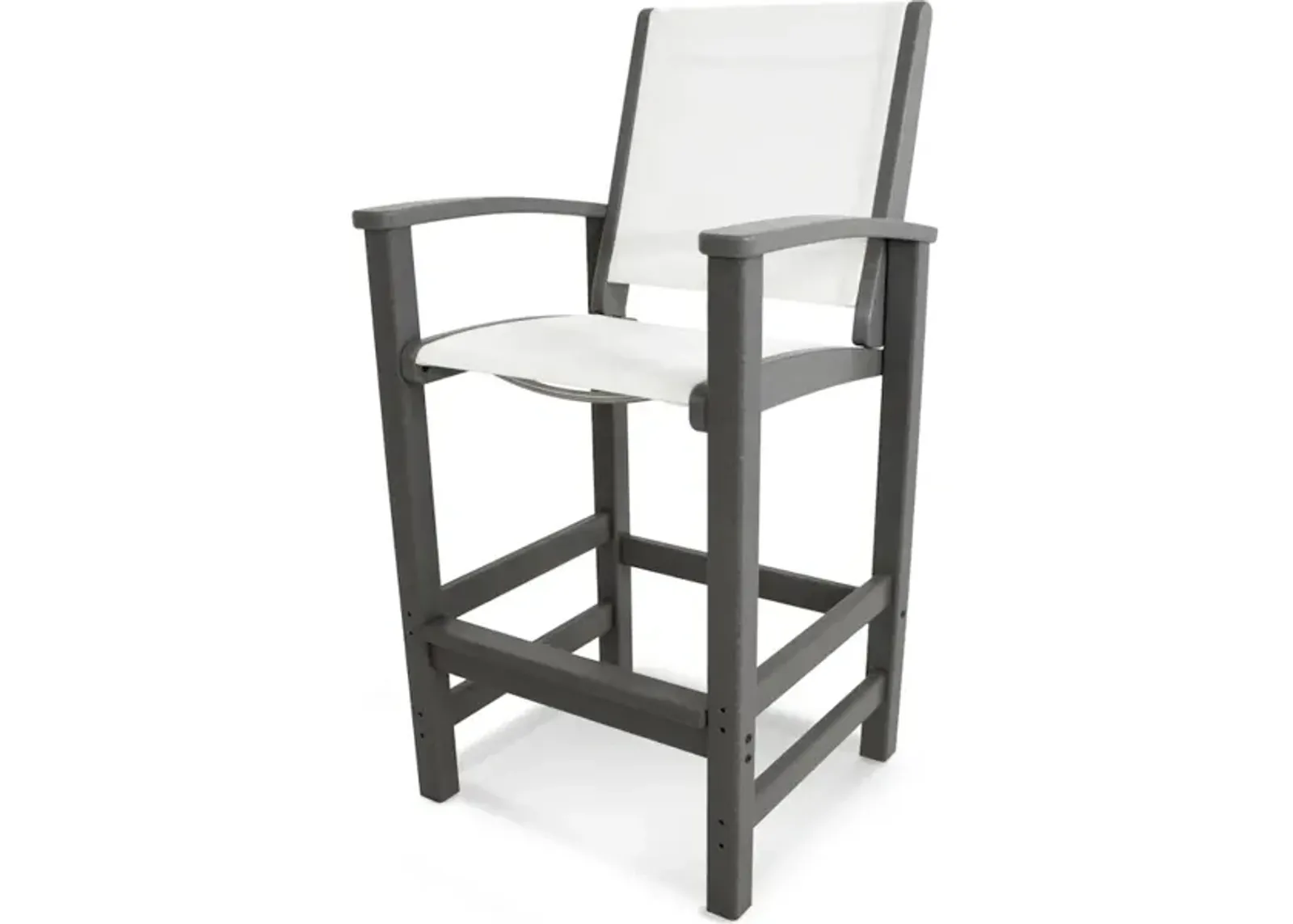 Coastal Bar Chair In Slate Grey White Sling