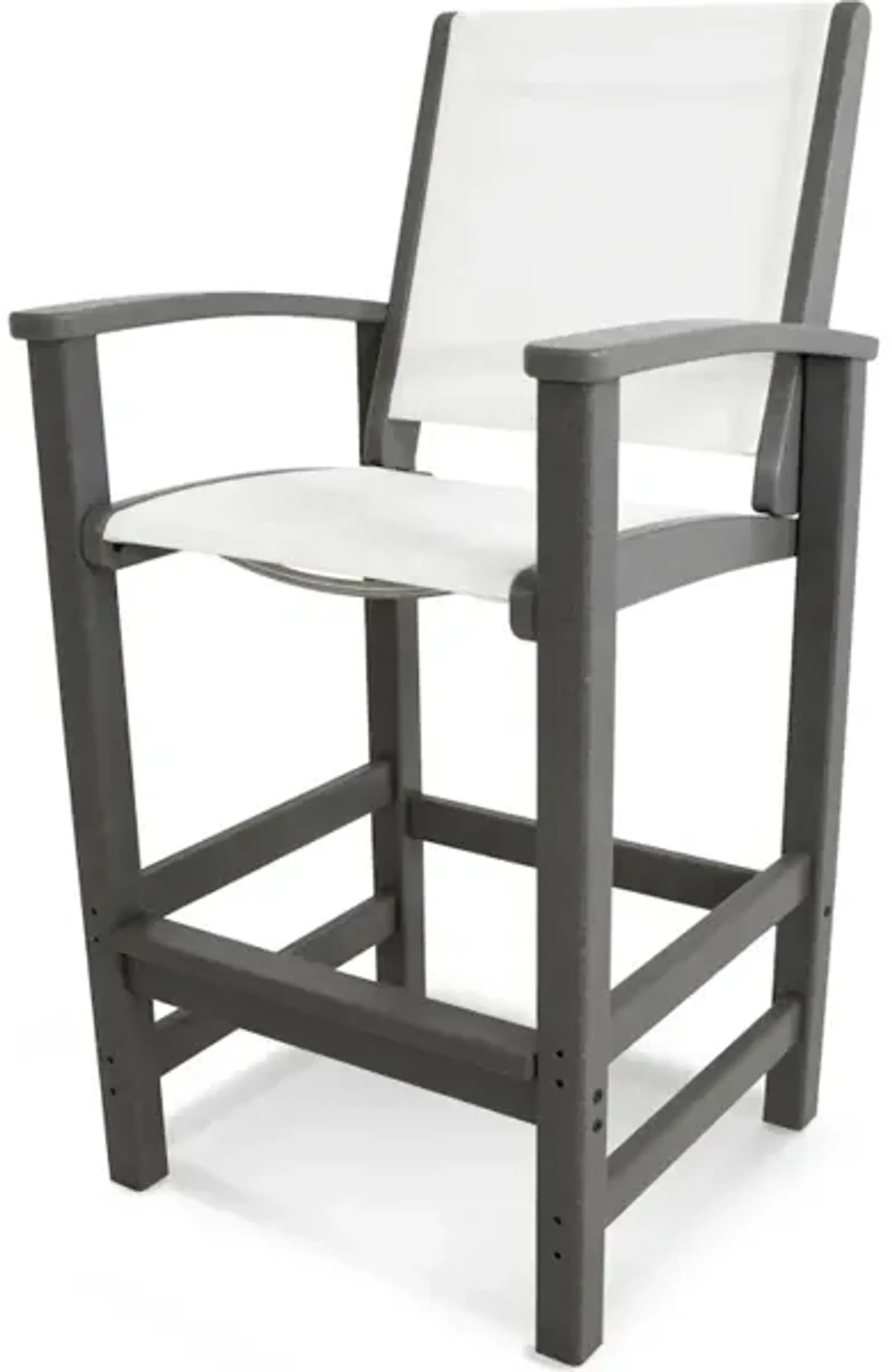 Coastal Bar Chair In Slate Grey White Sling