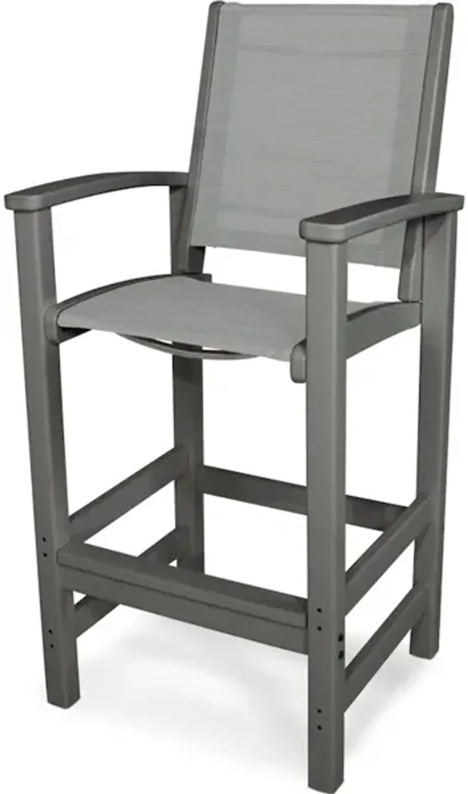 Coastal Bar Chair In Slate Grey Metallic Sling