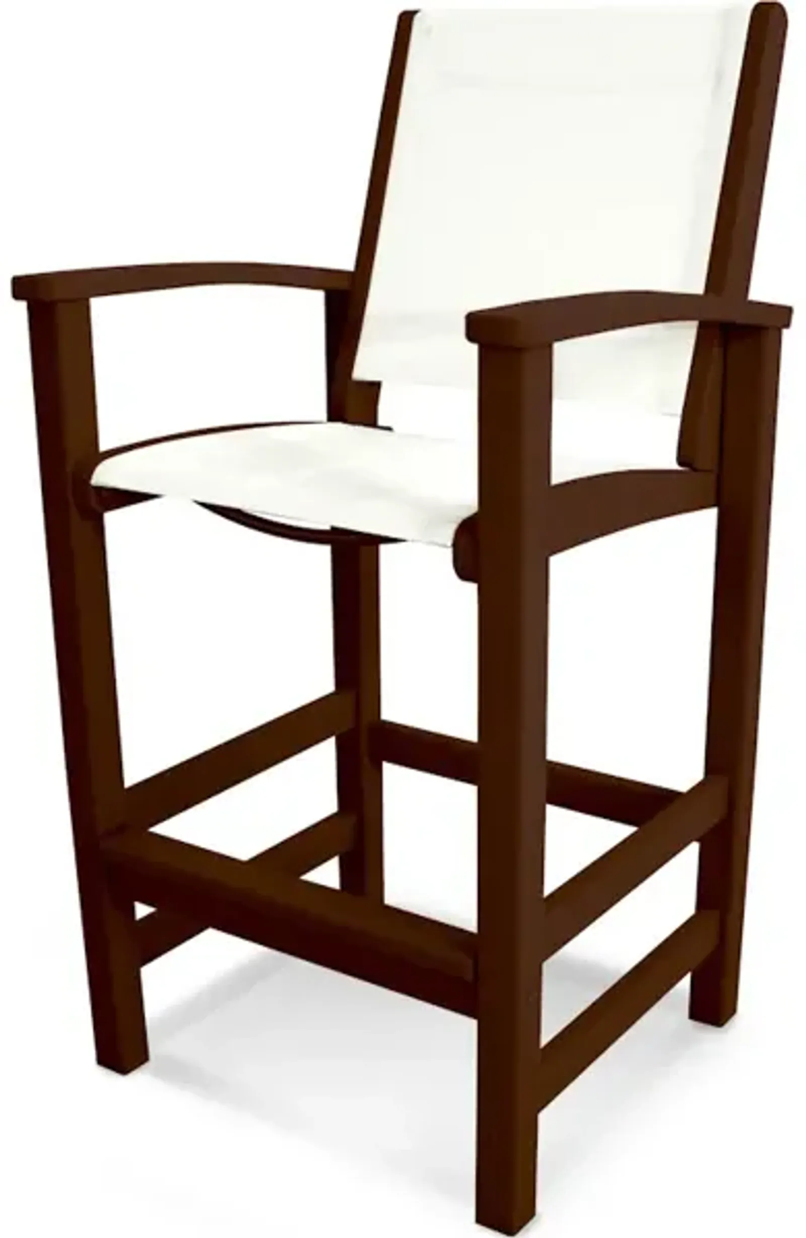 Coastal Bar Chair In Mahogany White Sling