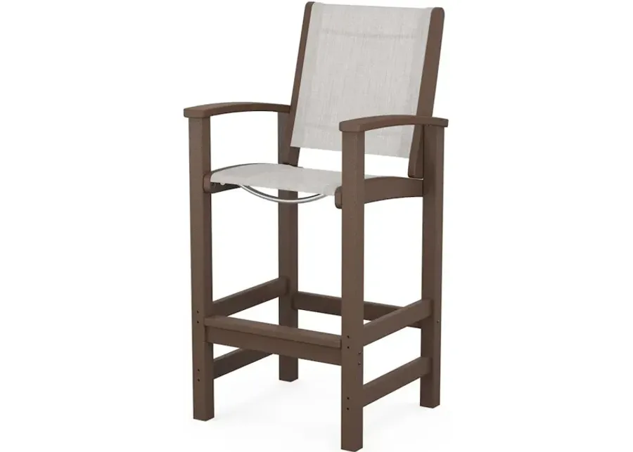 Coastal Bar Chair In Mahogany Parchment Sling