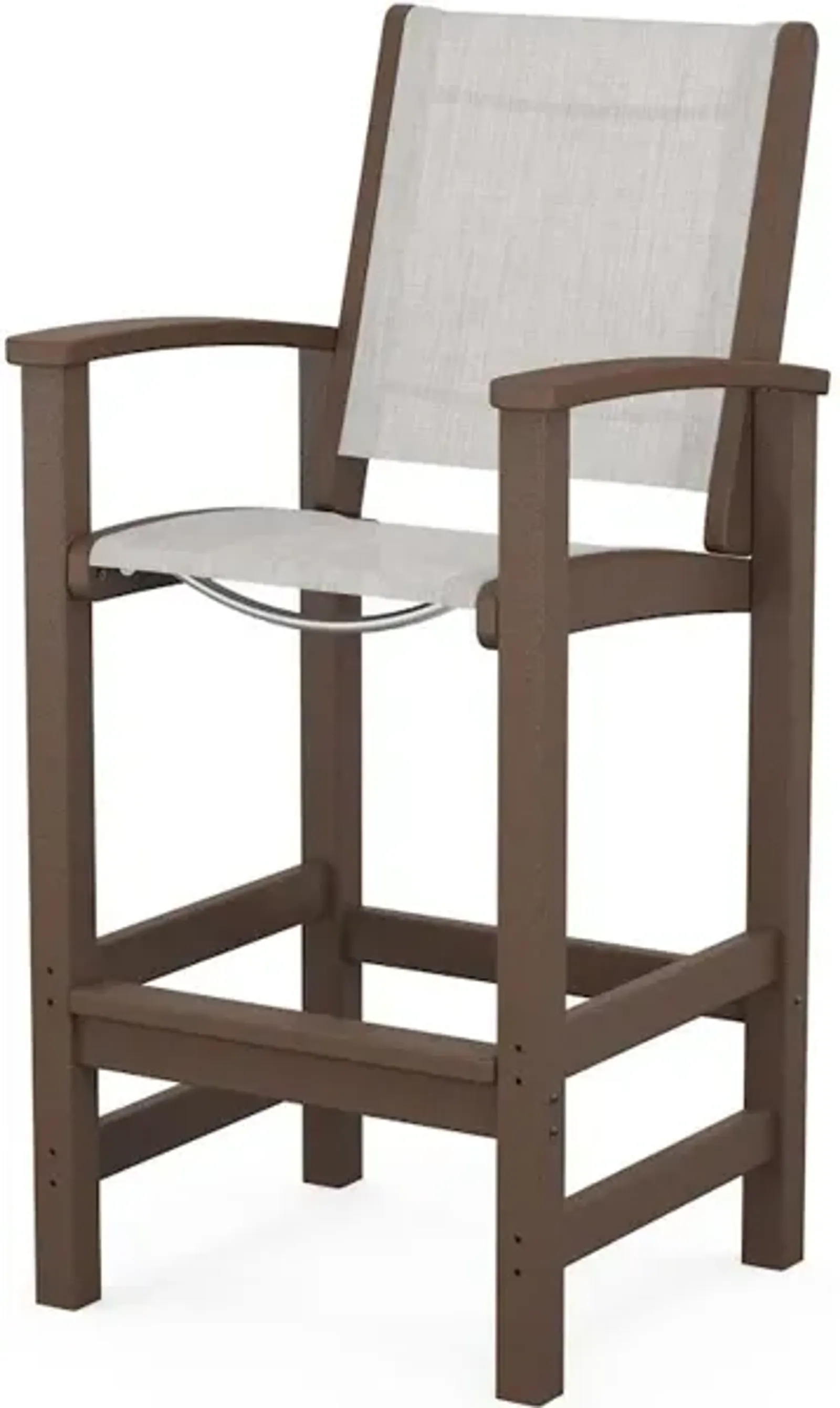 Coastal Bar Chair In Mahogany Parchment Sling