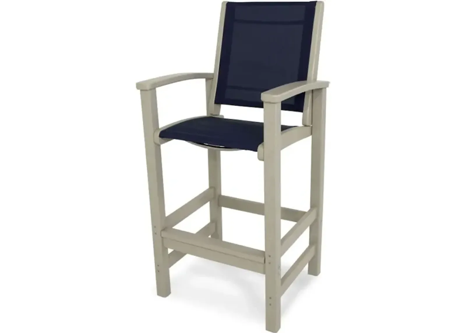 Coastal Bar Chair In Sand Navy Blue Sling