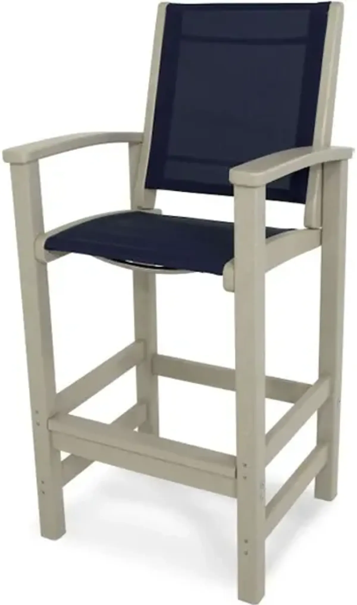 Coastal Bar Chair In Sand Navy Blue Sling