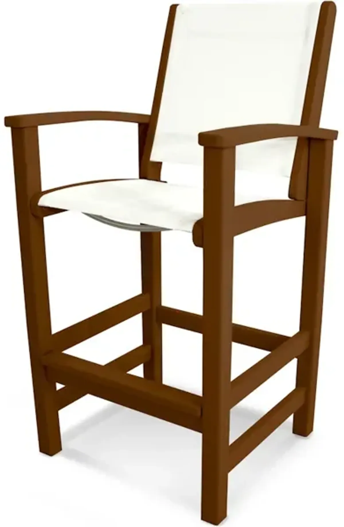 Coastal Bar Chair In Teak White Sling