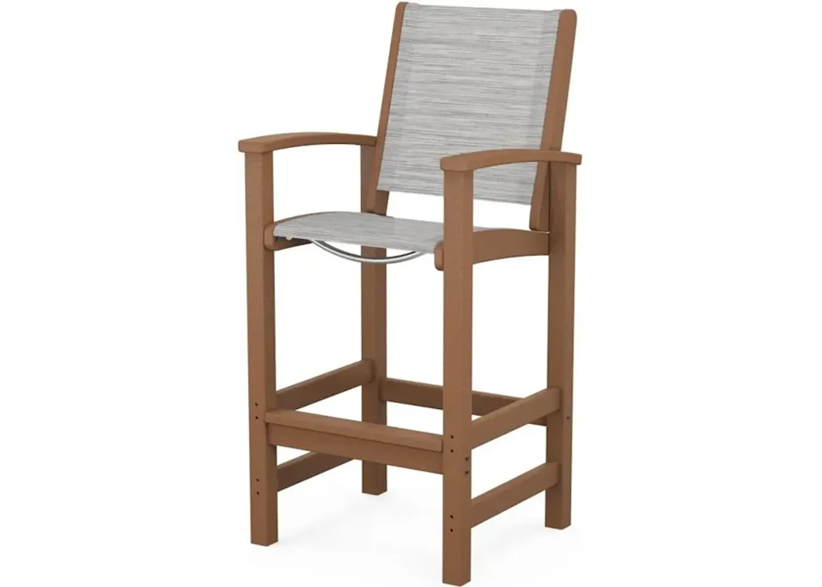 Coastal Bar Chair In Teak Metallic Sling