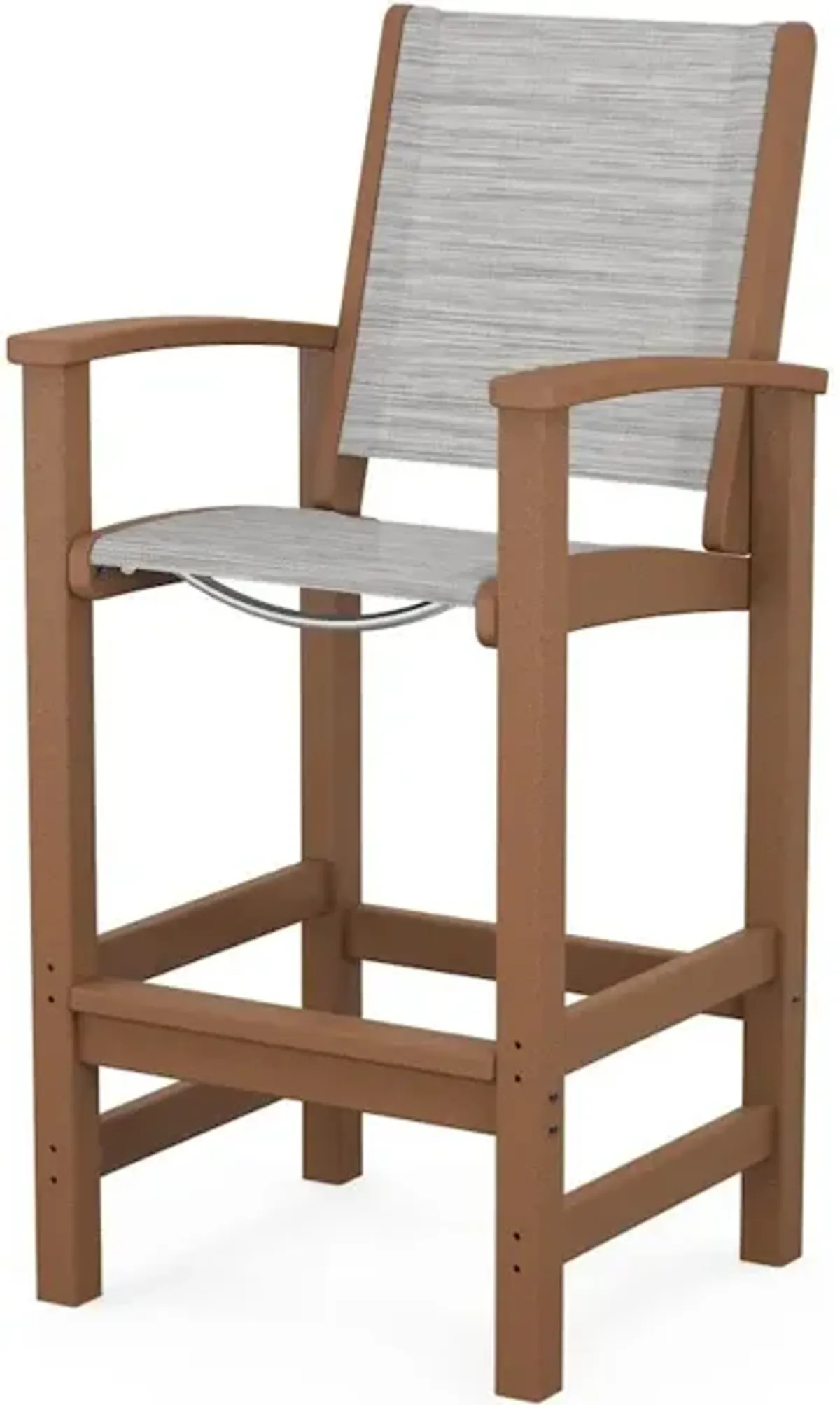 Coastal Bar Chair In Teak Metallic Sling