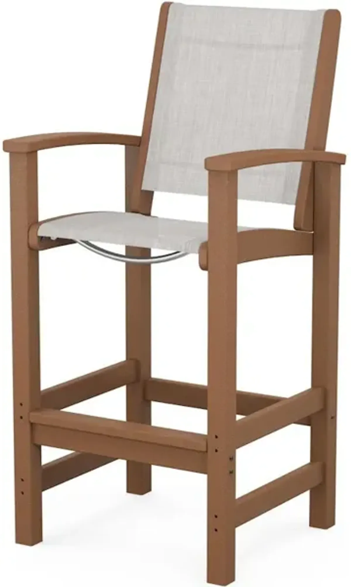 Coastal Bar Chair In Teak Parchment Sling