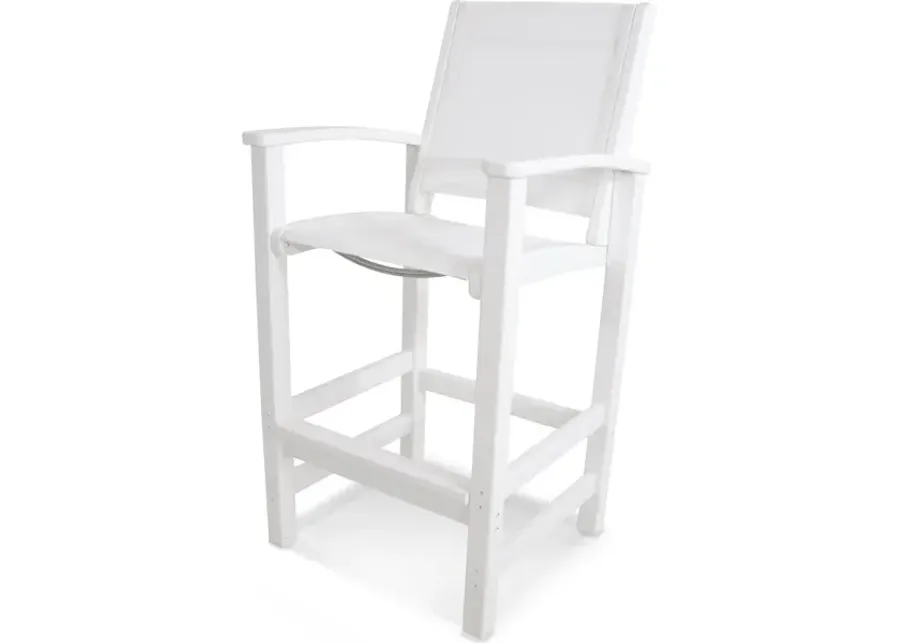 Coastal Bar Chair In White White Sling