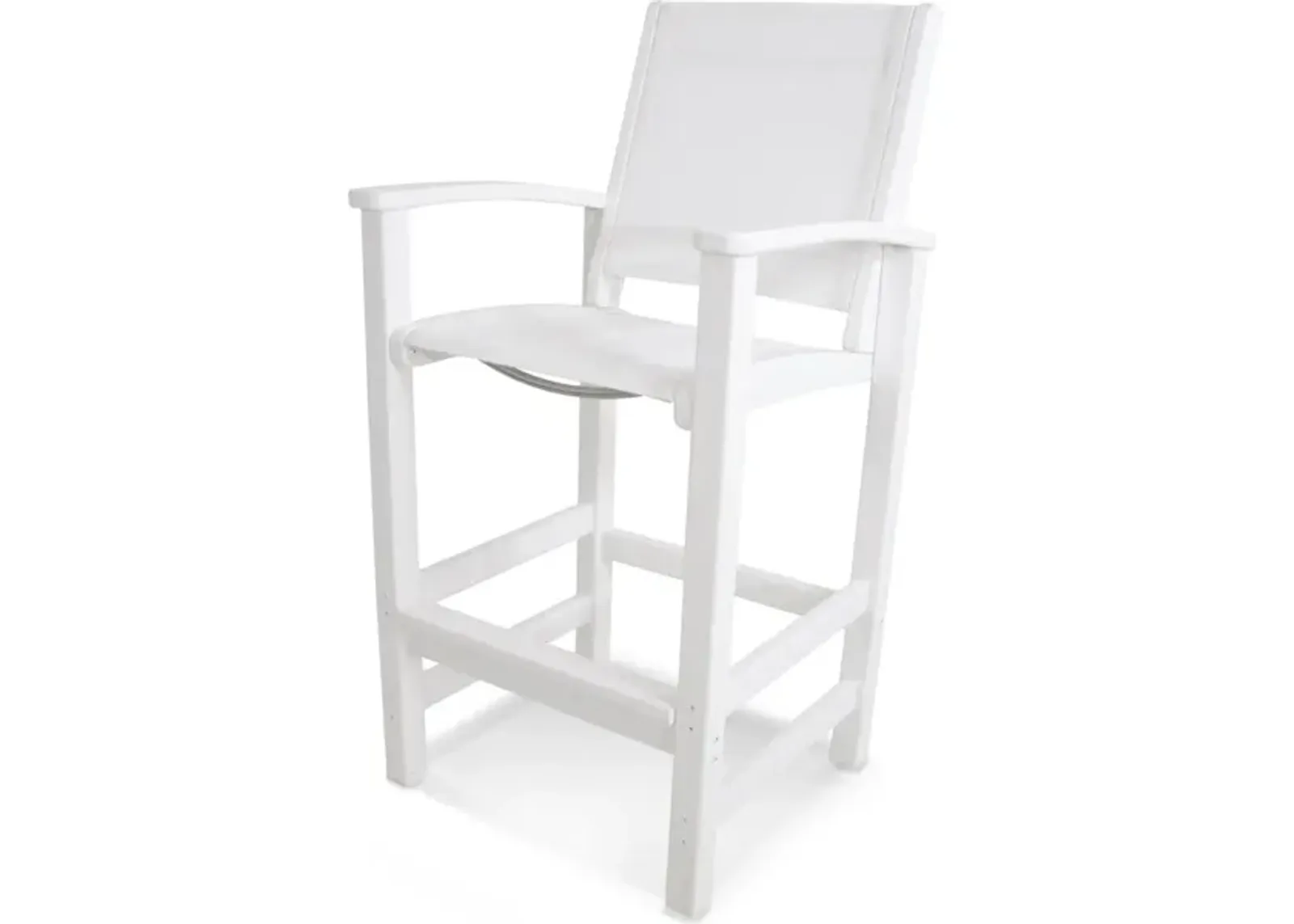 Coastal Bar Chair In White White Sling