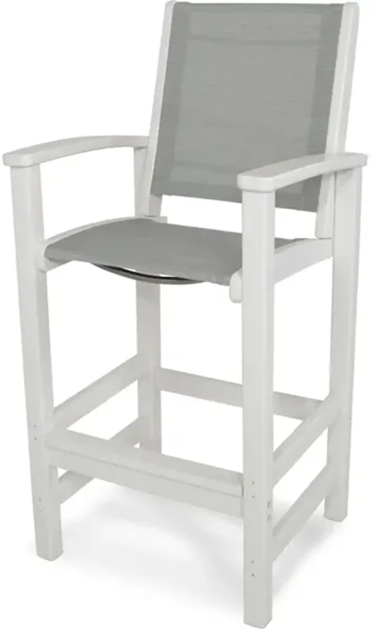 Coastal Bar Chair In White Metallic Sling