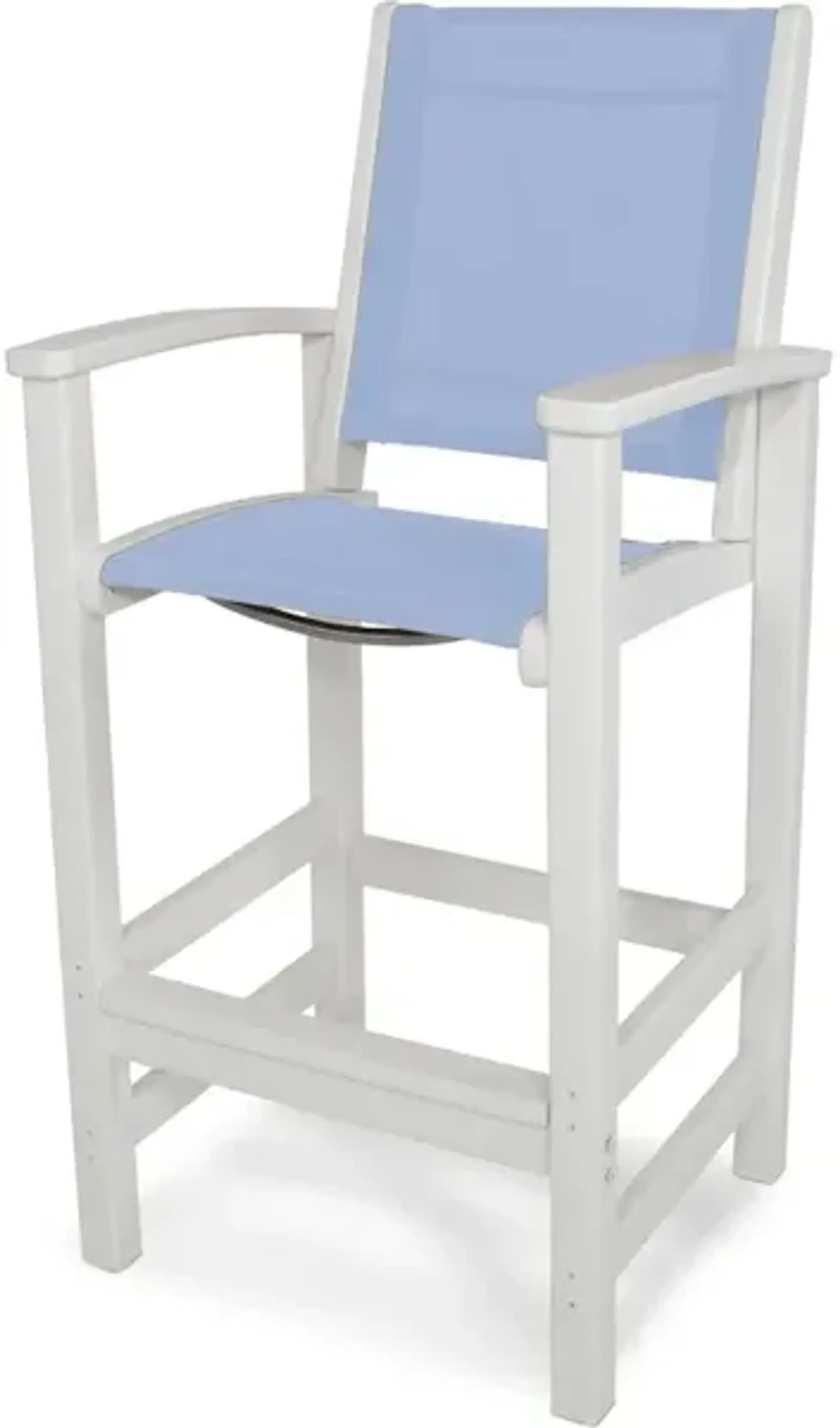 Coastal Bar Chair In White Poolside Sling