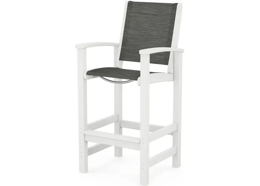 Coastal Bar Chair In White Onyx Sling