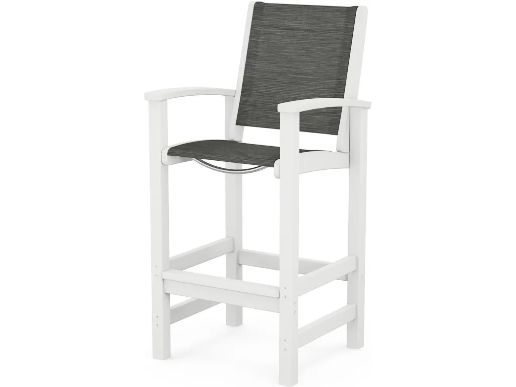 Coastal Bar Chair In White Onyx Sling