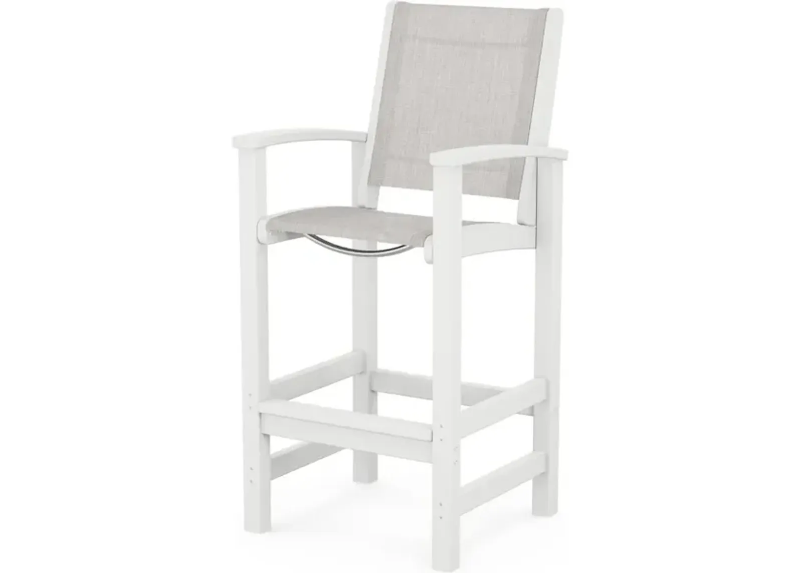 Coastal Bar Chair In White Parchment Sling