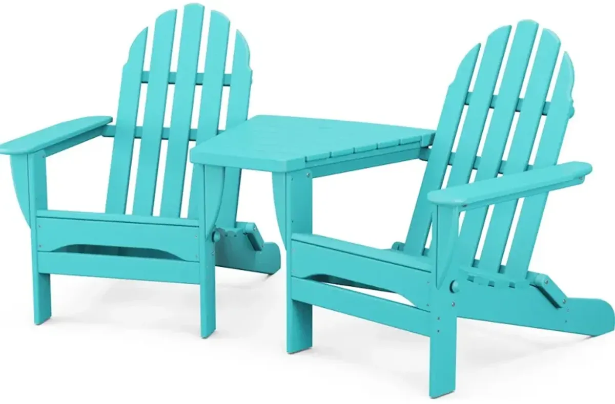 Classic Folding Adirondacks With Connecting Table