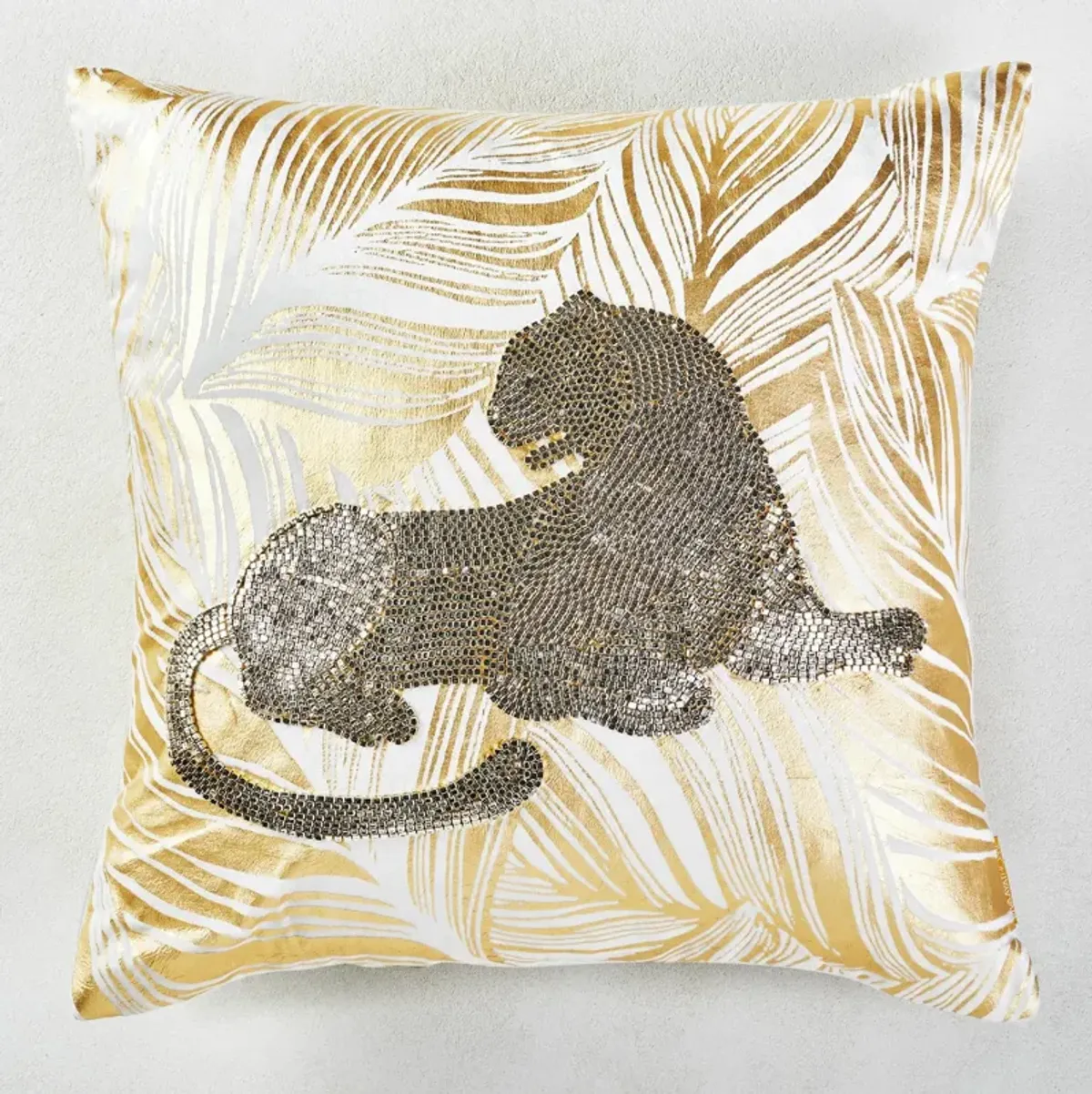 Mosaic Jaguar Pillow 20" - Gold