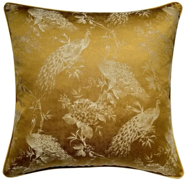 Peacock Pillow 20" - Mustard