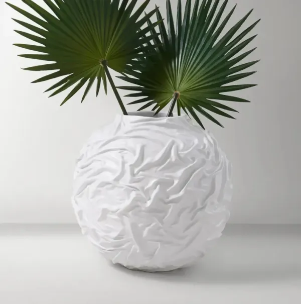 Crumple Floor Vase - White