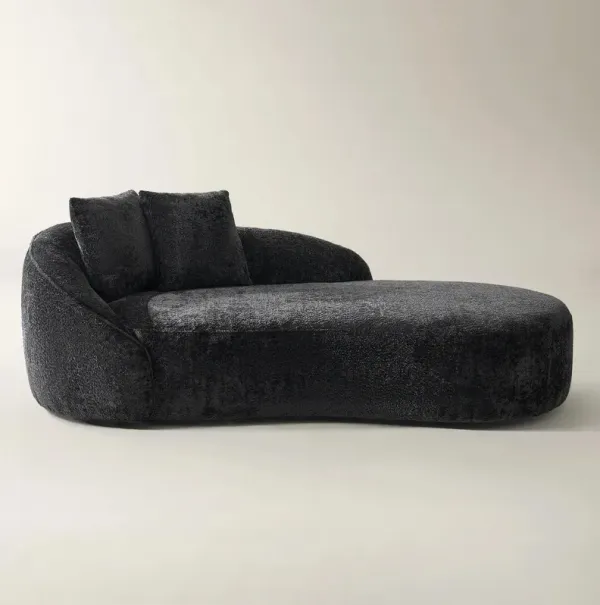 Irene Chenille Chaise (87.5") - Charcoal