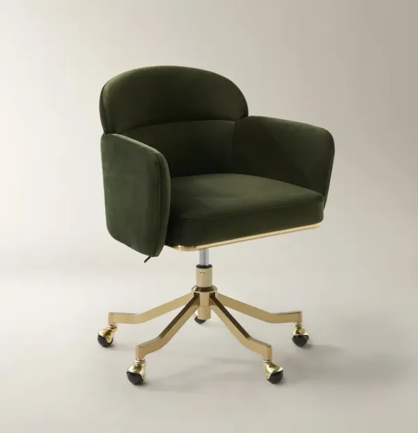 Paige Velvet Desk Swivel Chair - Jade Green
