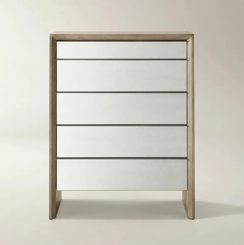 Glimmer Mirrored 5 Drawer Chest