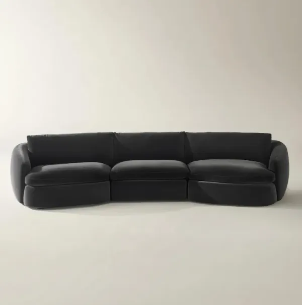 Sabrina Velvet  Sofa (158") - Charcoal