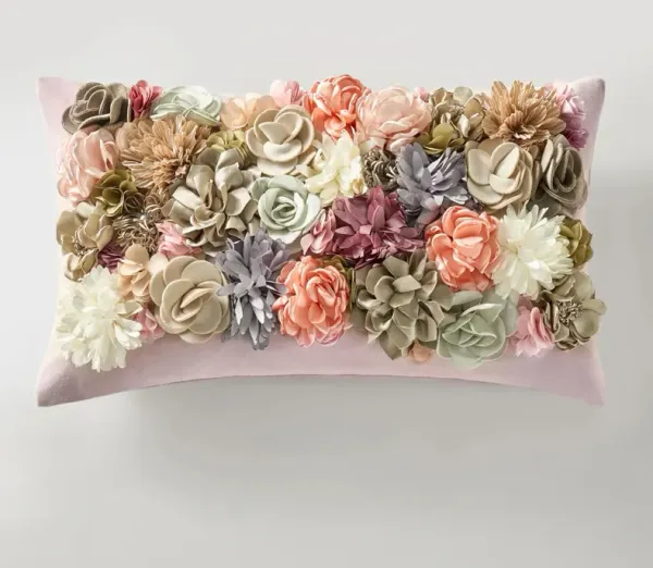 Posy Lumbar Pillow 12" x 20" - Mauve