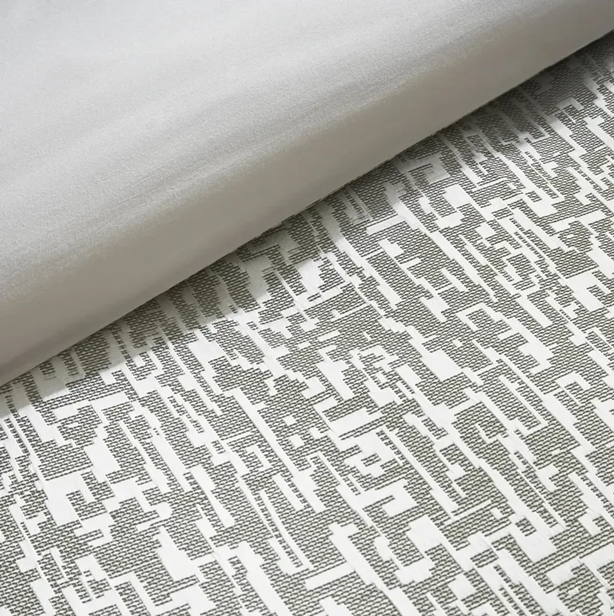 Podva Embroidered Bedding Set  - Pearl/ Charcoal
