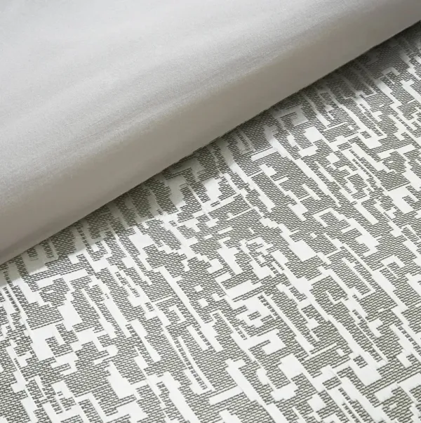 Podva Embroidered Bedding Set  - Pearl/ Charcoal