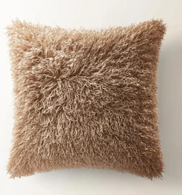 Micah Faux Mongolian Pillow 22" - Mocha
