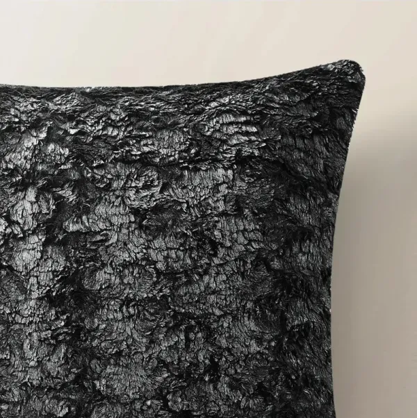 Celeste Metallic Fur Pillow 22" - Graphite