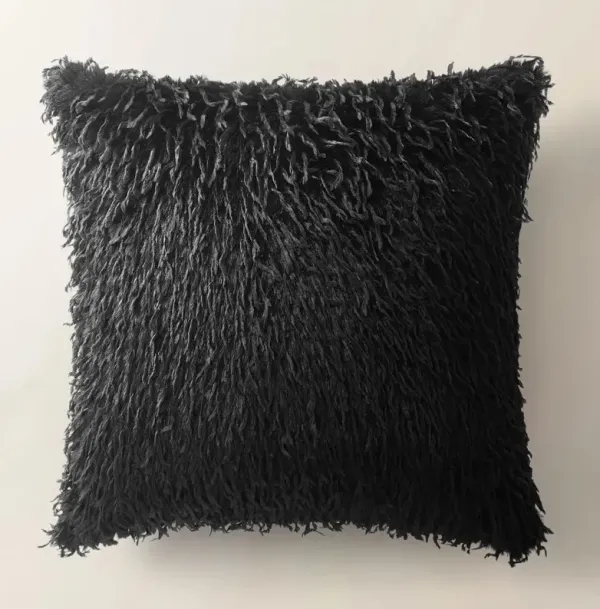 Pluma Faux Feather Pillow 22" - Black