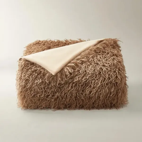Micah Faux Mongolian Throw 50" x 60" - Mocha