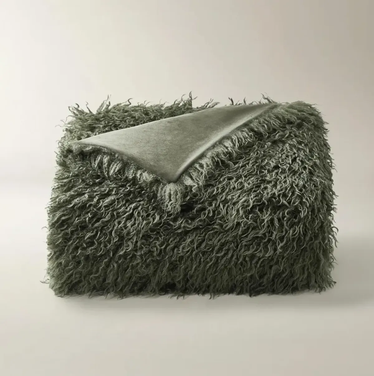 Micah Faux Mongolian Throw 50" x 60" - Dark Green