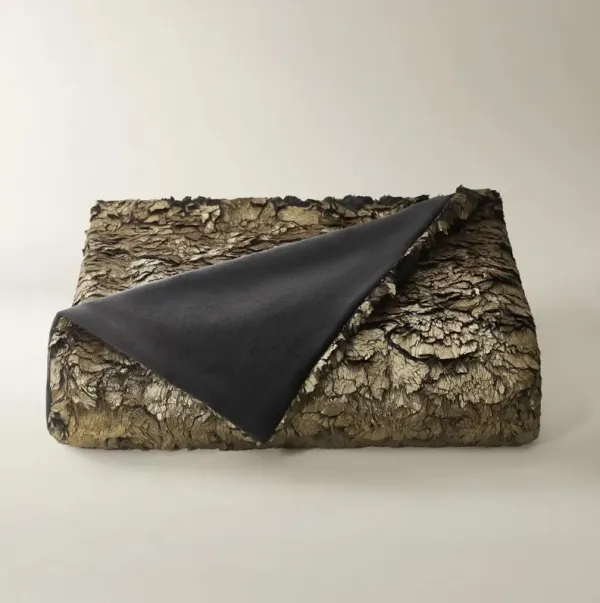Celeste Metallic Faux Fur Throw 50" x 60" - Bronze
