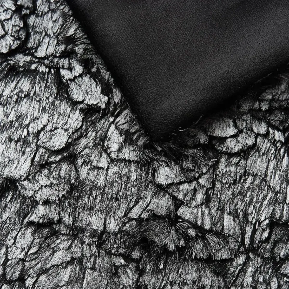 Celeste Metallic Faux Fur Throw 50" x 60" - Graphite