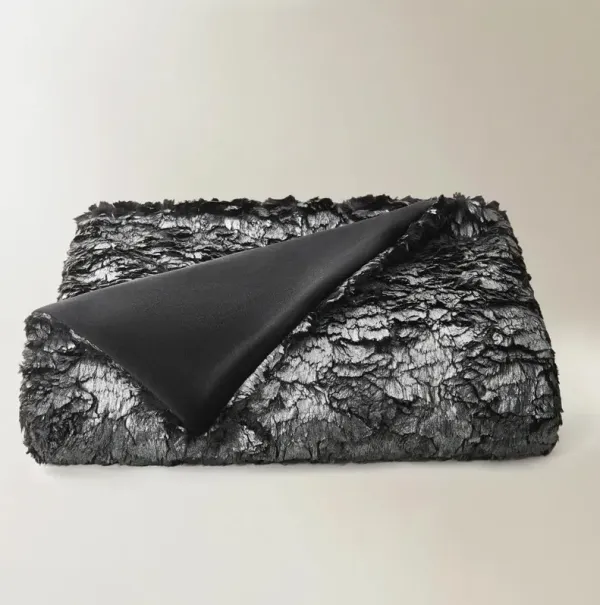 Celeste Metallic Faux Fur Throw 50" x 60" - Graphite