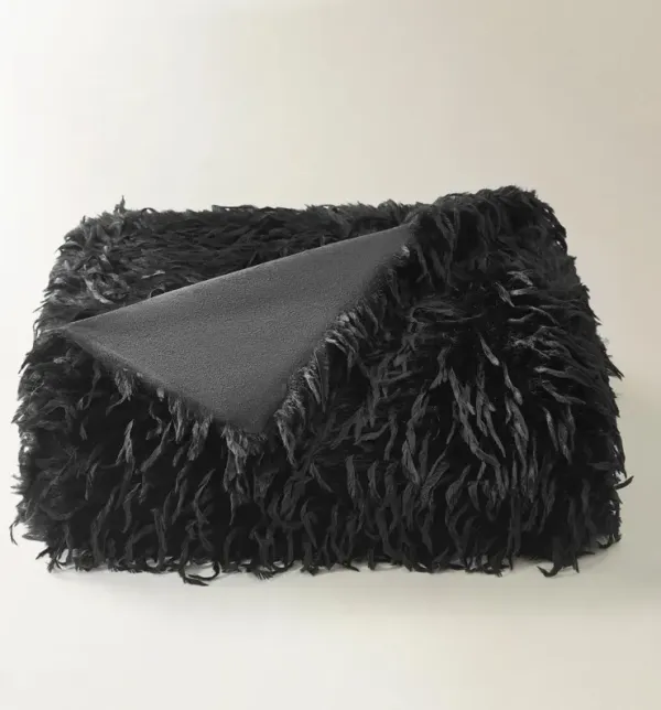 Pluma Faux Feather Throw 50" x 60" - Black