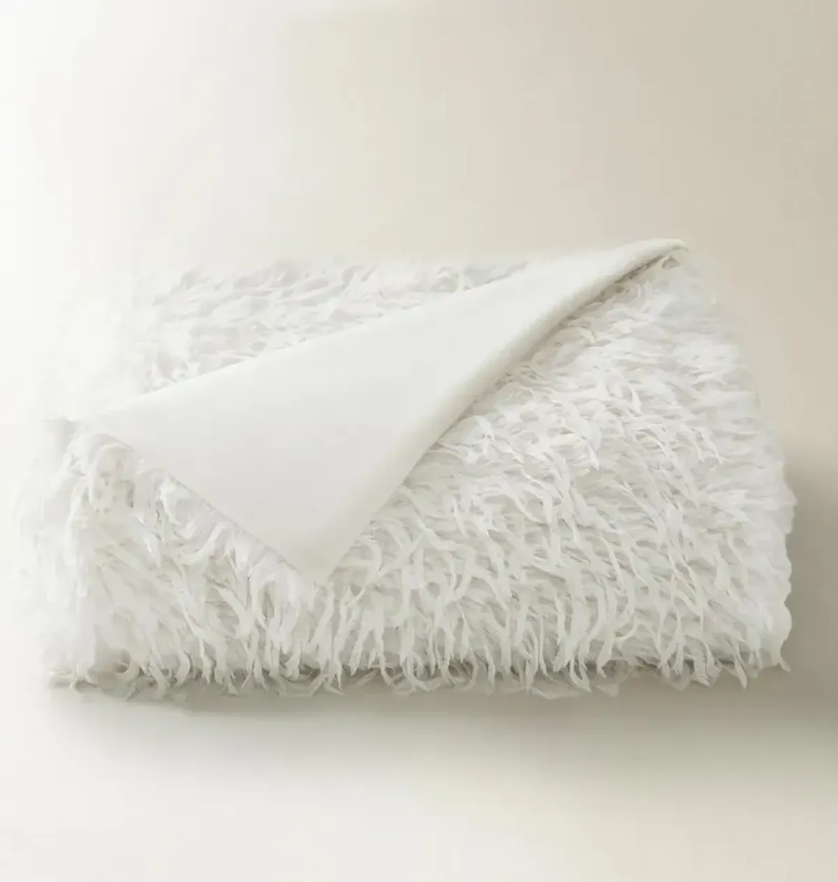 Pluma Faux Feather Throw 50" x 60" - White